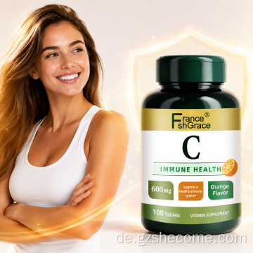 Shecome Vitamin-C-Tabletten unterstützen die Gesundheit des Immunsystems und unterstützen Antioxidantien